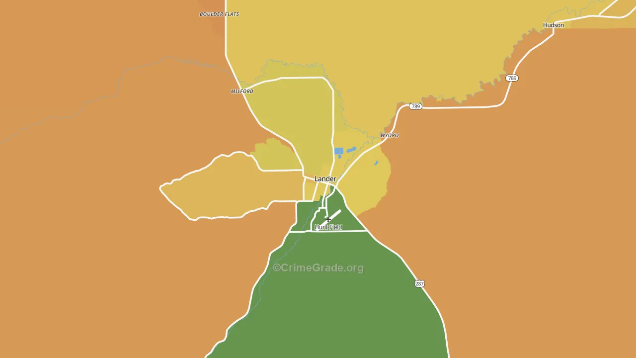 Lander, WY Map of Vehicle Theft Rates