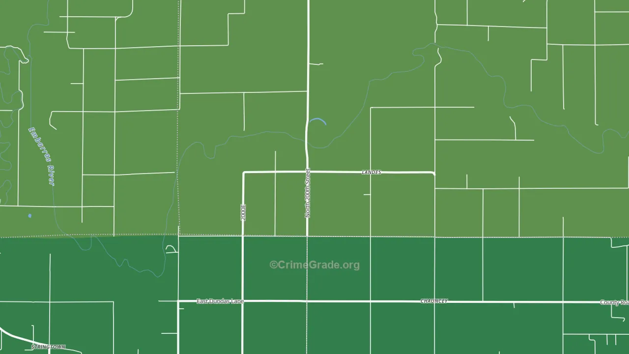 Landes, IL Map of Vehicle Theft Rates