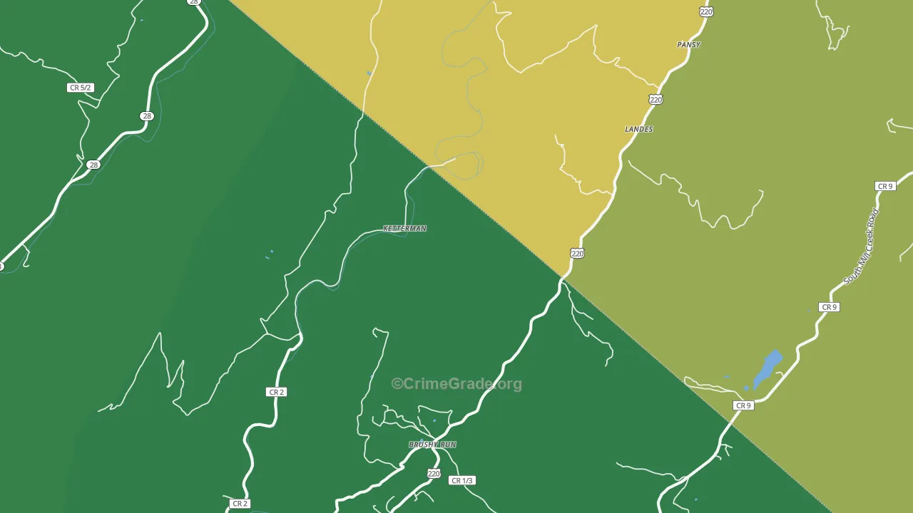 Landes, WV Map of Vehicle Theft Rates