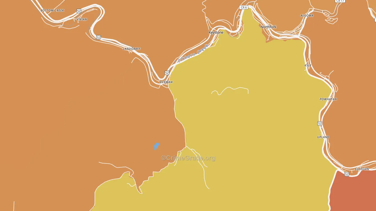 Landgraff, WV Map of Vehicle Theft Rates