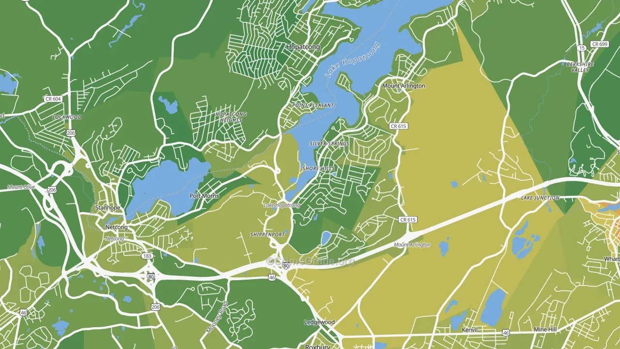 Landing, NJ Map of Vehicle Theft Rates