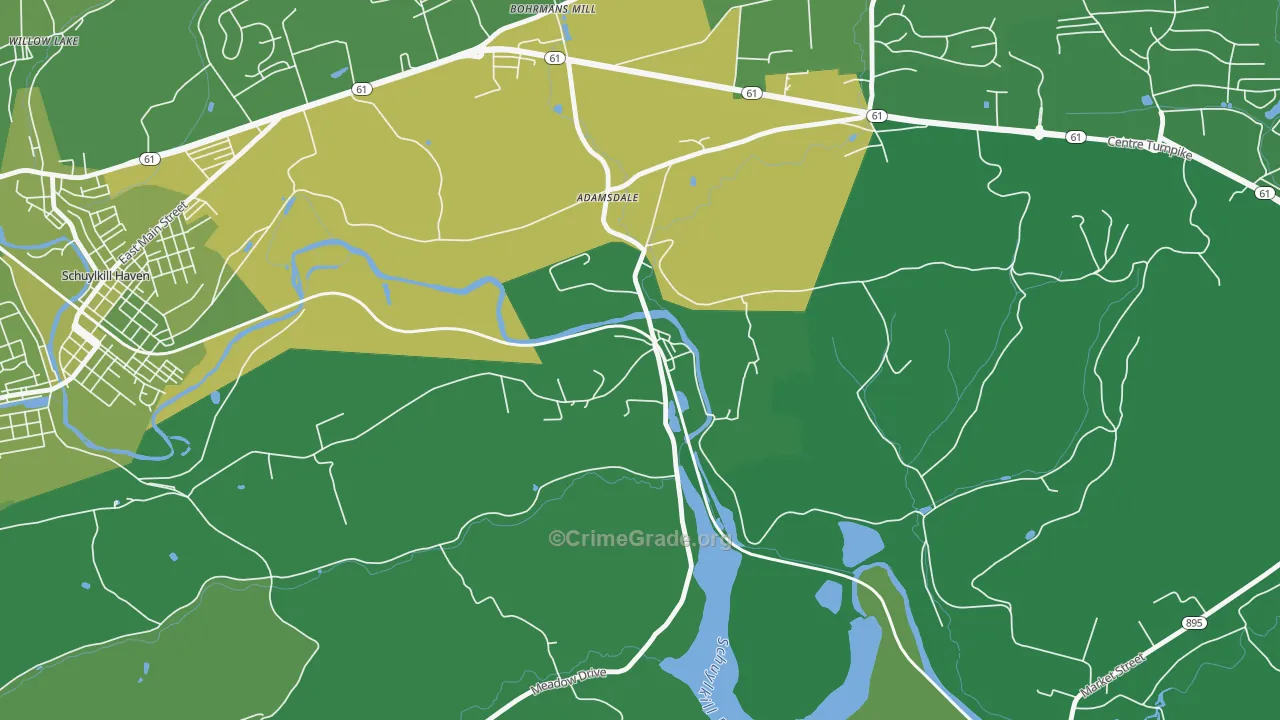 Landingville, PA Map of Vehicle Theft Rates