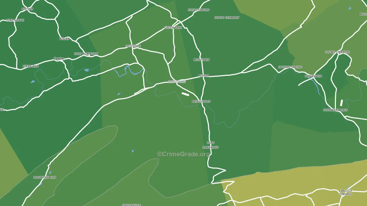 Landisburg, PA Map of Vehicle Theft Rates