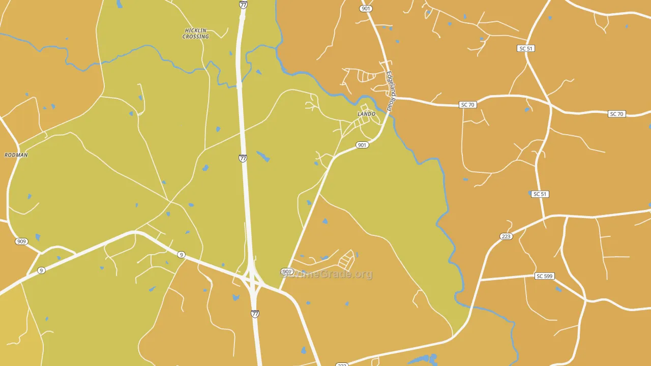 Lando, SC Map of Vehicle Theft Rates