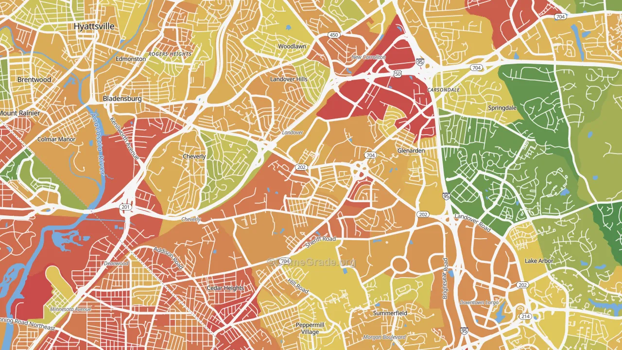 Landover, MD Map of Vehicle Theft Rates