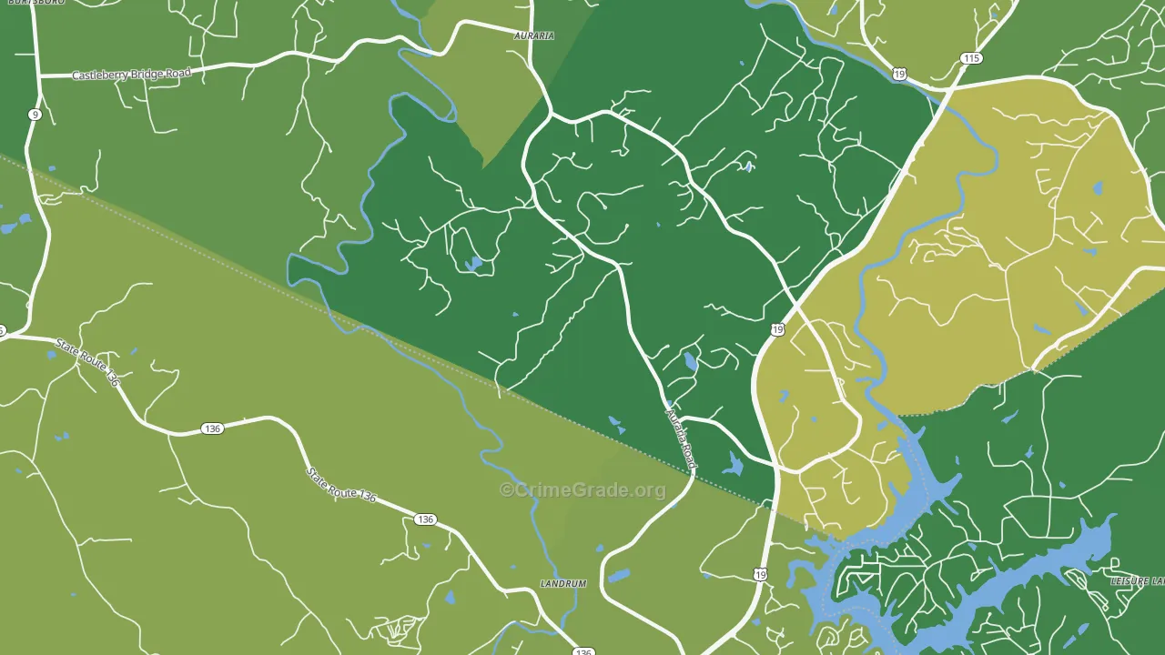 Landrum, GA Map of Vehicle Theft Rates