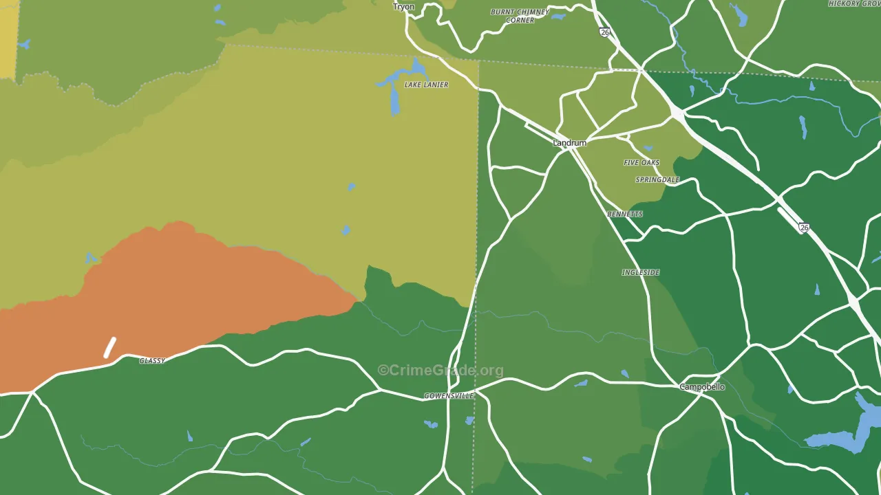 Landrum, SC Map of Vehicle Theft Rates
