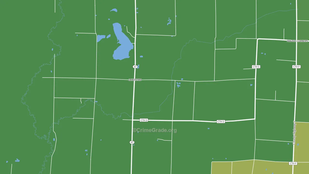 Landstad, WI Map of Vehicle Theft Rates