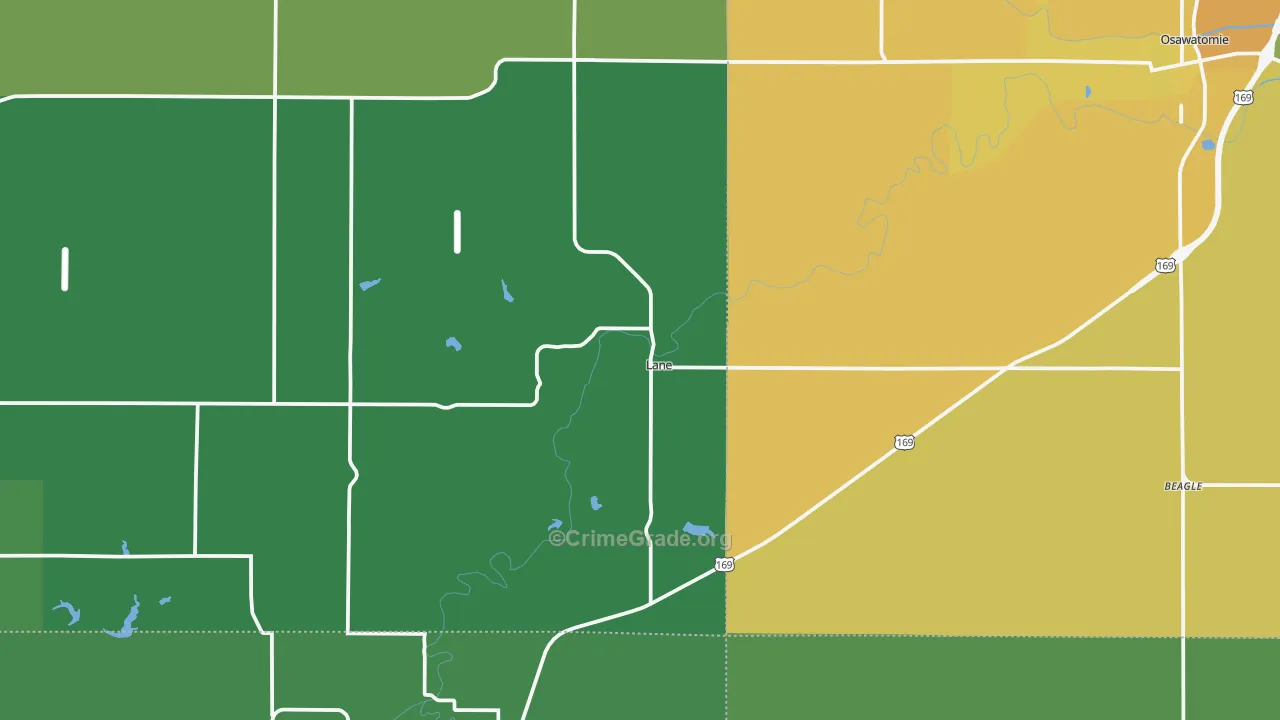 Lane, KS Map of Vehicle Theft Rates