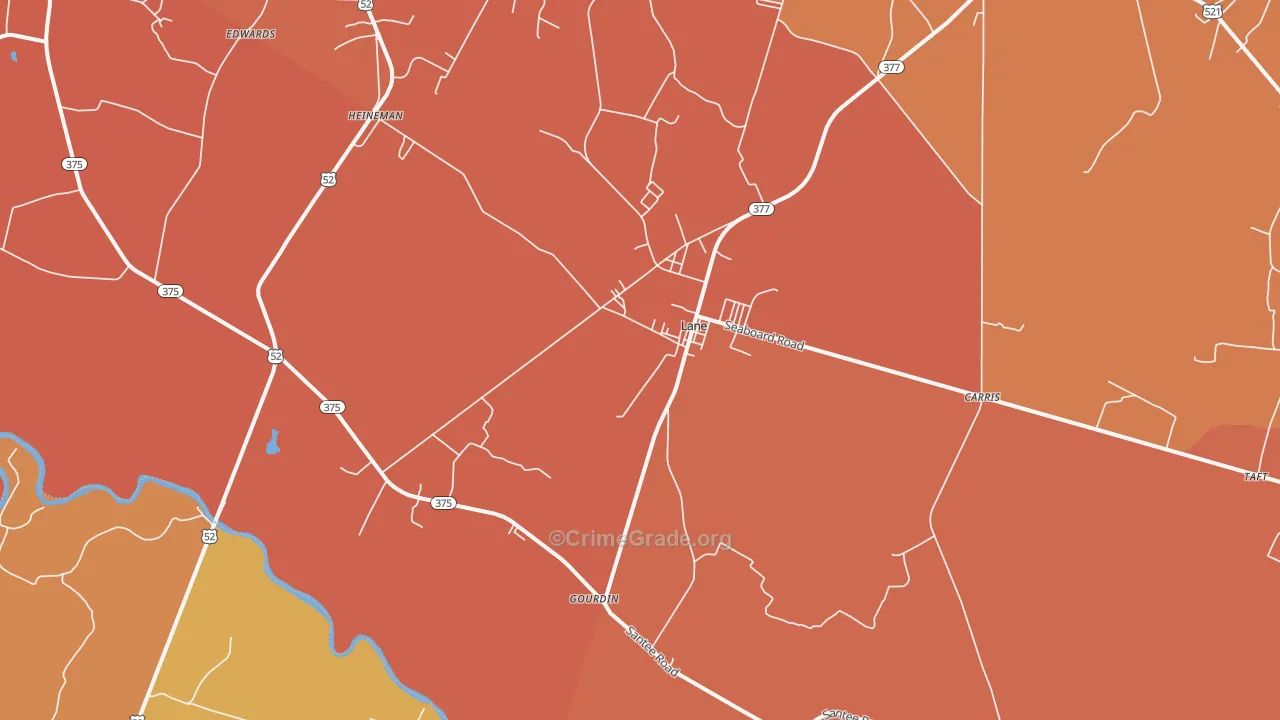 Lane, SC Map of Vehicle Theft Rates