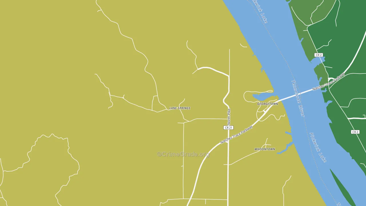 Lane Springs, AL Map of Vehicle Theft Rates