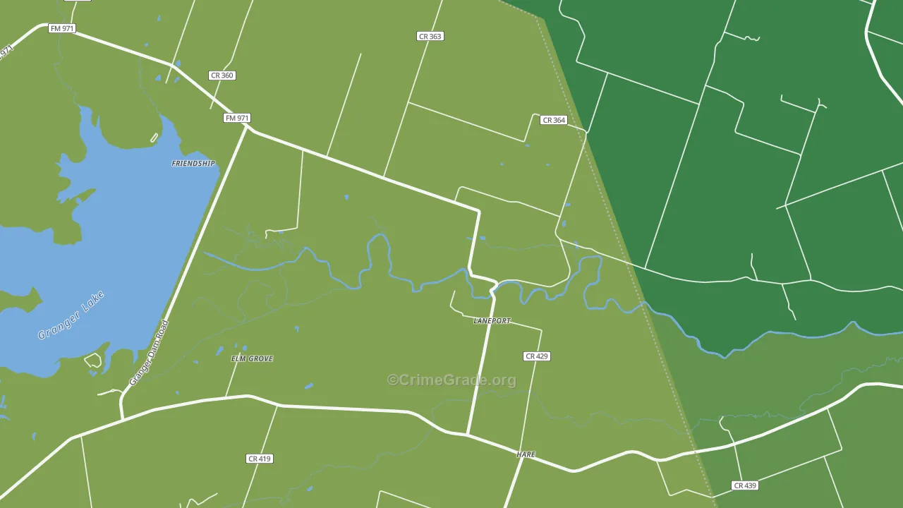 Laneport, TX Map of Vehicle Theft Rates