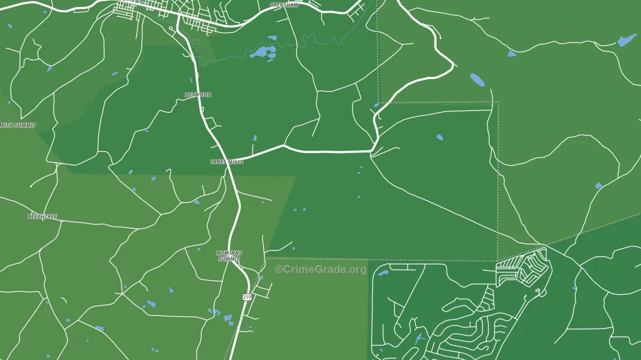 Lanes Mills, PA Map of Vehicle Theft Rates