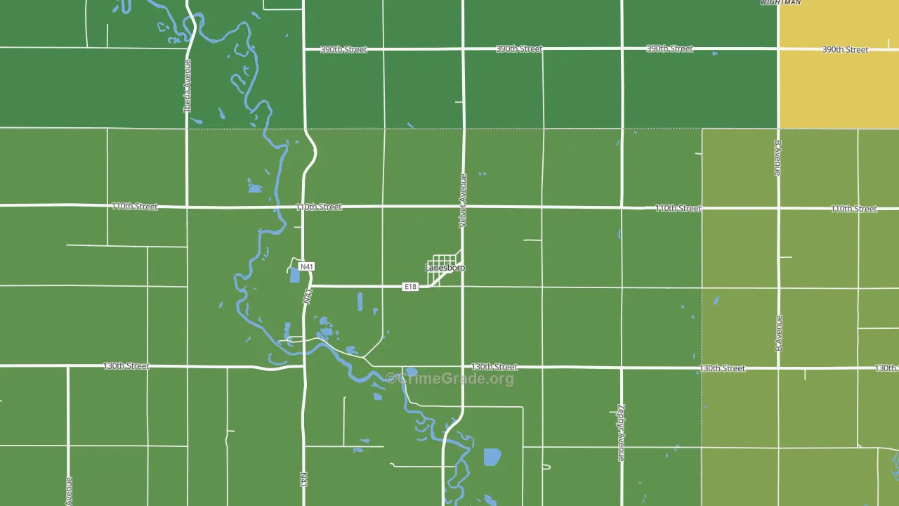 Lanesboro, IA Map of Vehicle Theft Rates