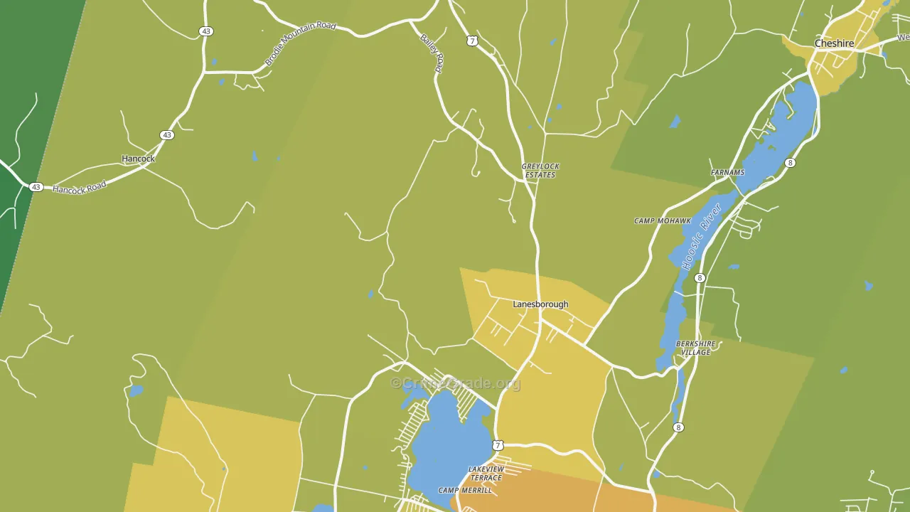 Lanesboro, MA Map of Vehicle Theft Rates