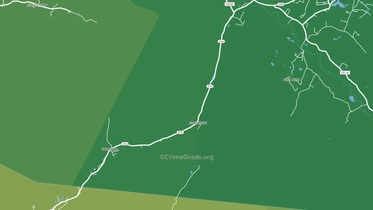 Lanesville, NY Map of Vehicle Theft Rates