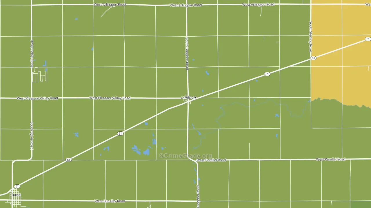 Langdon, KS Map of Vehicle Theft Rates