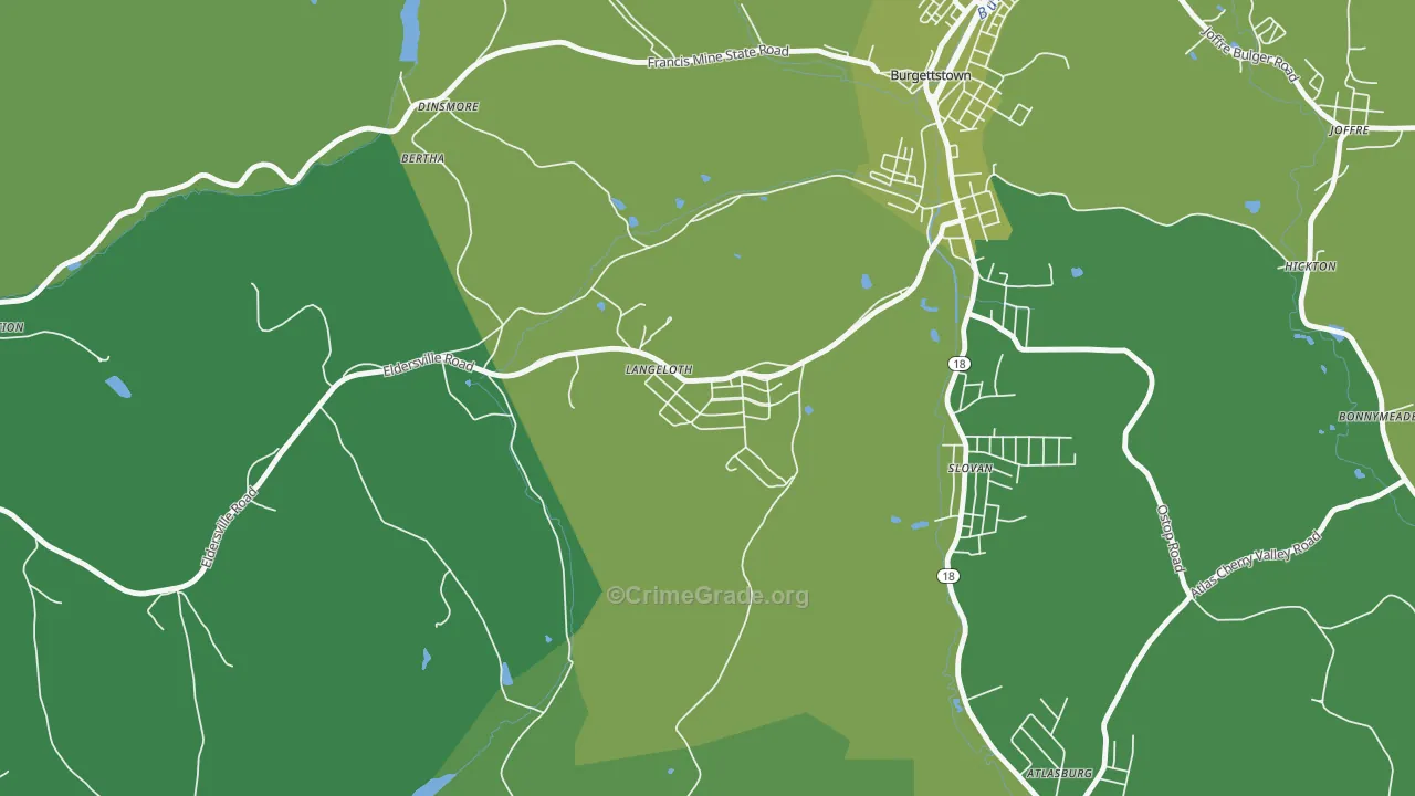Langeloth, PA Map of Vehicle Theft Rates