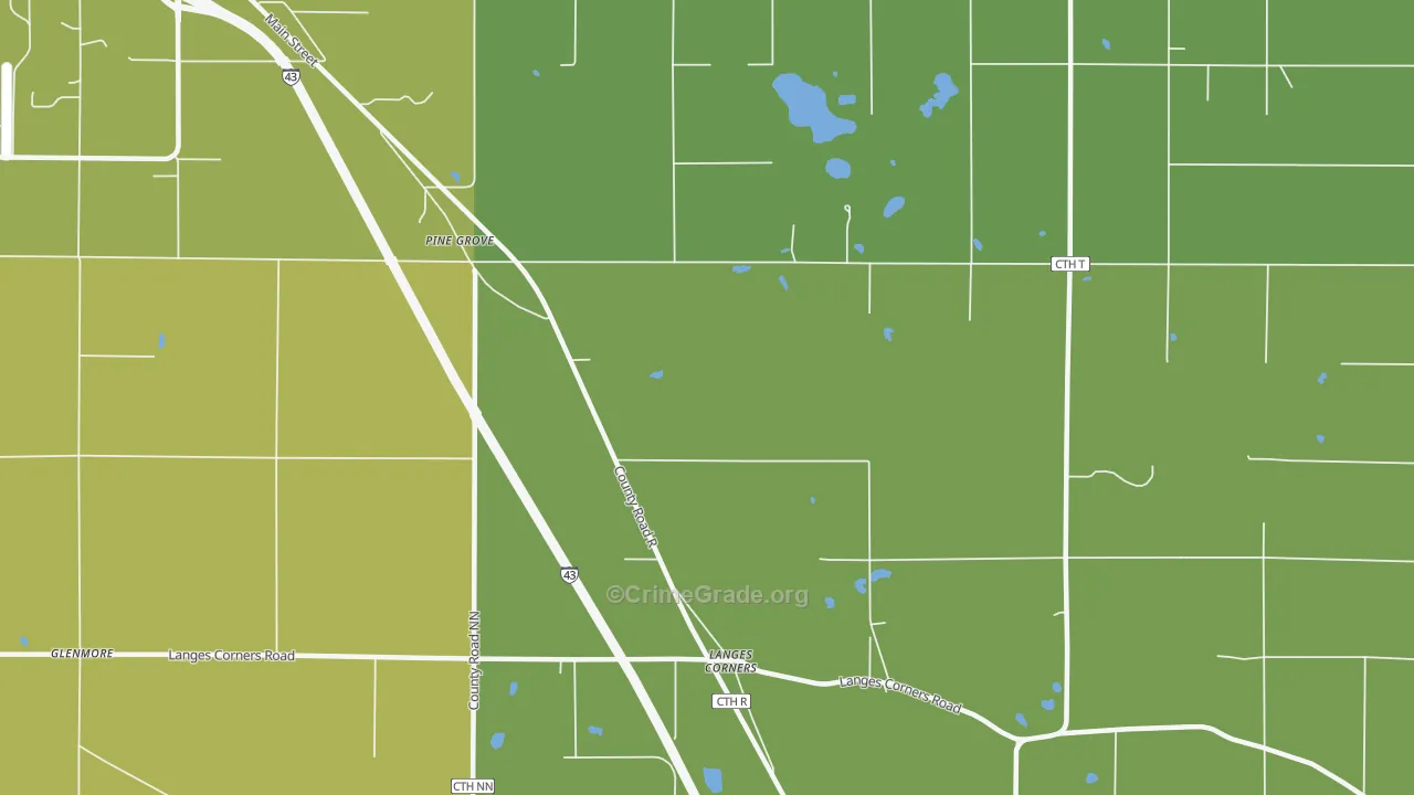 Langes Corners, WI Map of Vehicle Theft Rates
