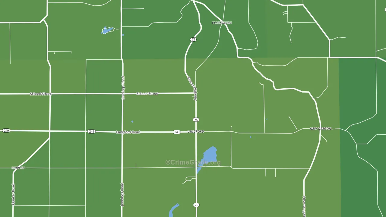 Langford, NY Map of Vehicle Theft Rates