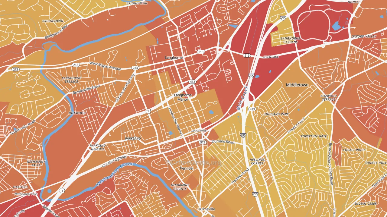 Langhorne Manor, PA Map of Vehicle Theft Rates