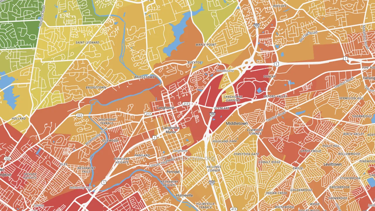 Langhorne, PA Map of Vehicle Theft Rates