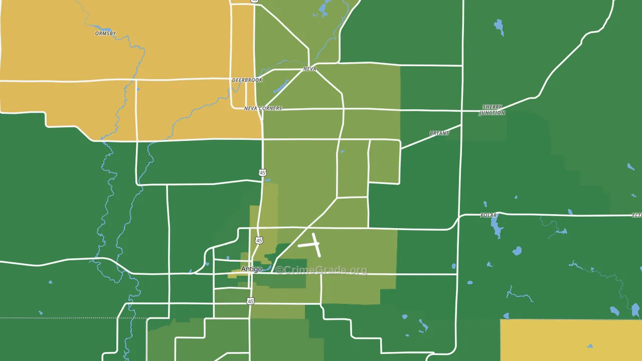 Langlade County, WI Map of Vehicle Theft Rates
