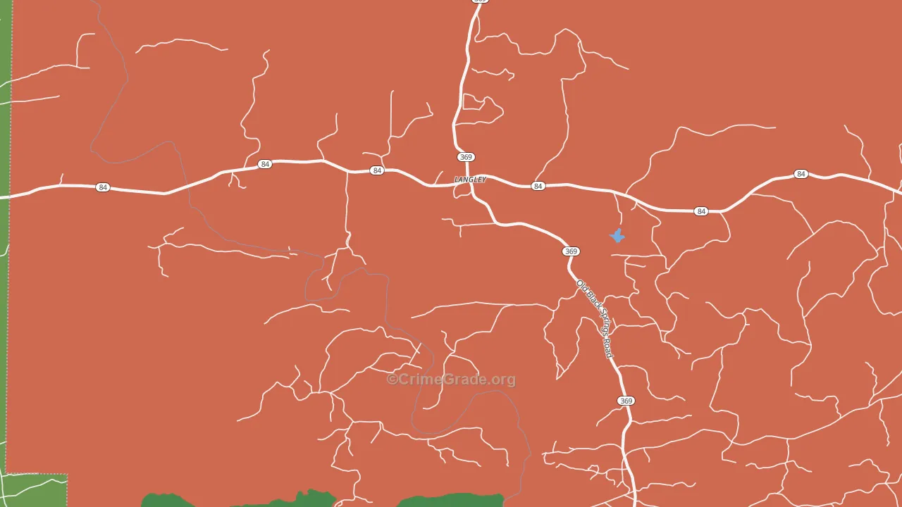 Langley, AR Map of Vehicle Theft Rates