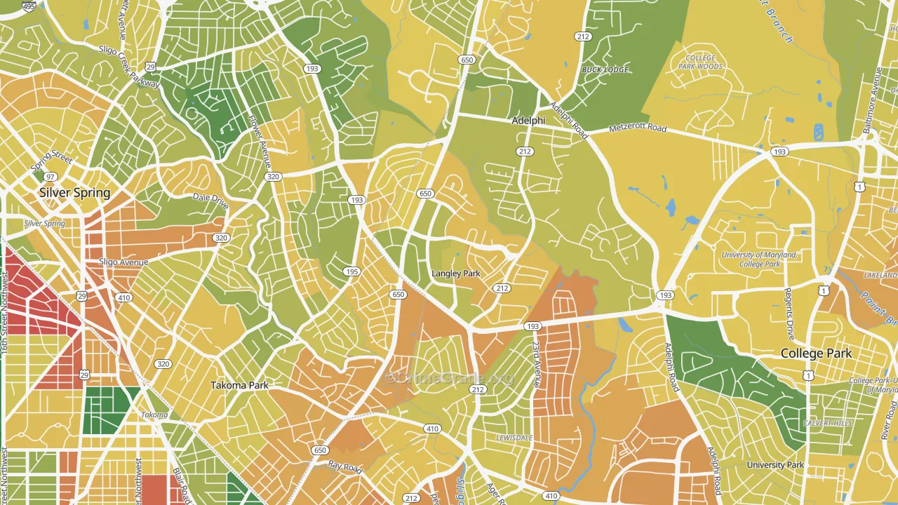 Langley Park, Hyattsville, MD Map of Vehicle Theft Rates