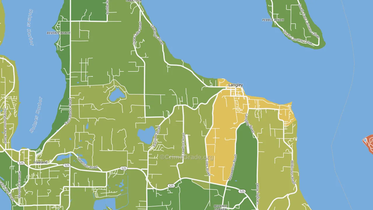 Langley, WA Map of Vehicle Theft Rates