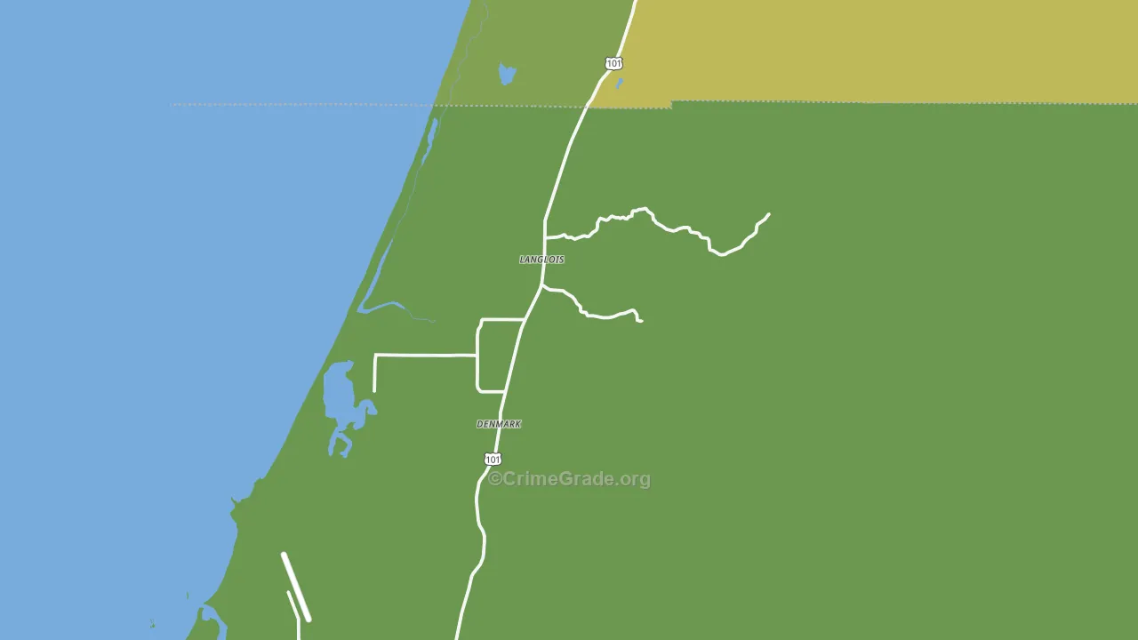 Langlois, OR Map of Vehicle Theft Rates