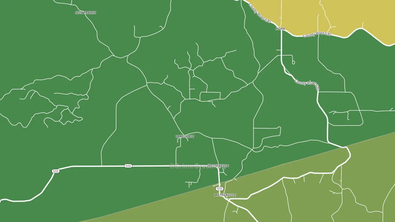Langsdale, MS Map of Vehicle Theft Rates