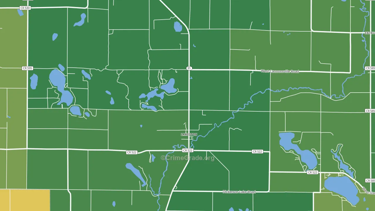 Langston, MI Map of Vehicle Theft Rates