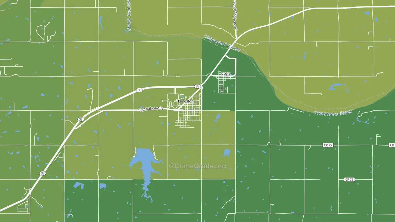 Langston, OK Map of Vehicle Theft Rates