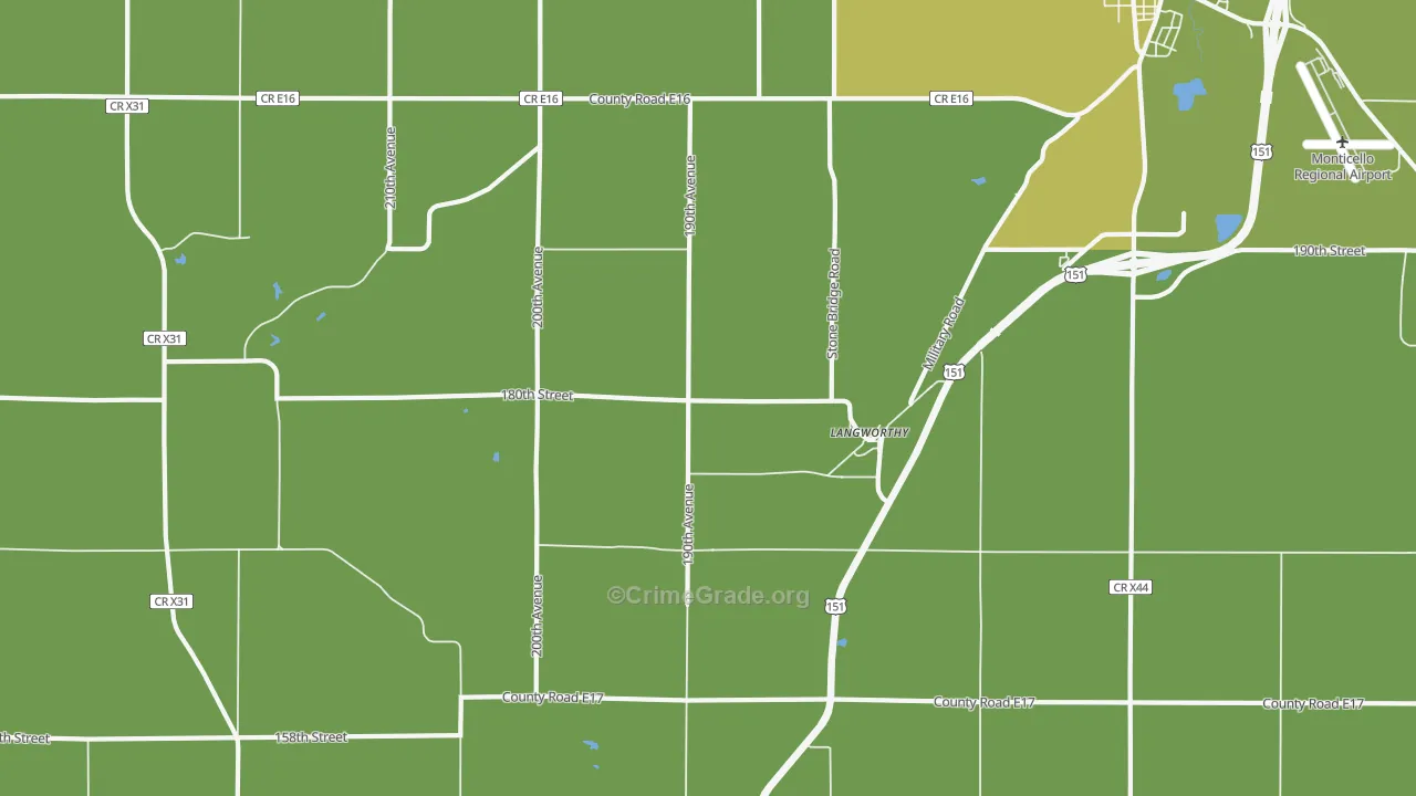 Langworthy, IA Map of Vehicle Theft Rates