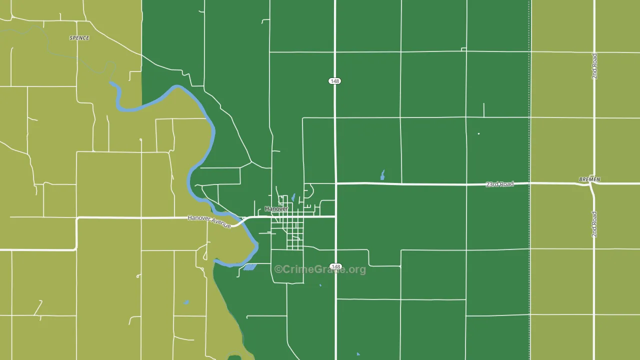 Lanham, KS Map of Vehicle Theft Rates