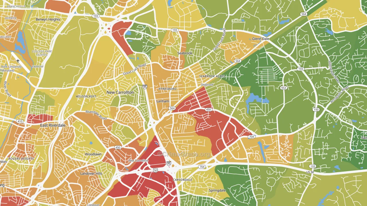 Lanham, MD Map of Vehicle Theft Rates
