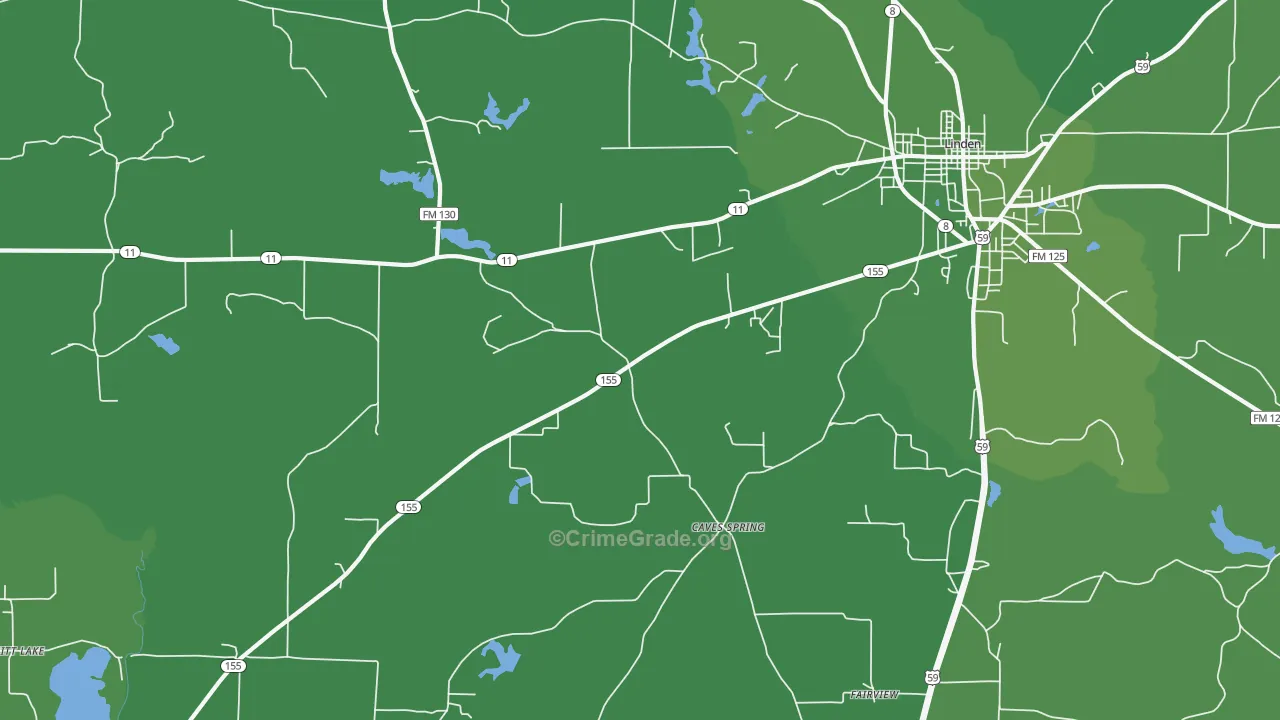 Lanier, TX Map of Vehicle Theft Rates