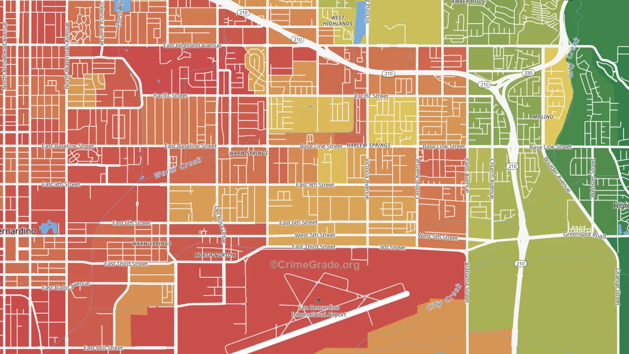 Lankershim, Highland, CA Map of Vehicle Theft Rates