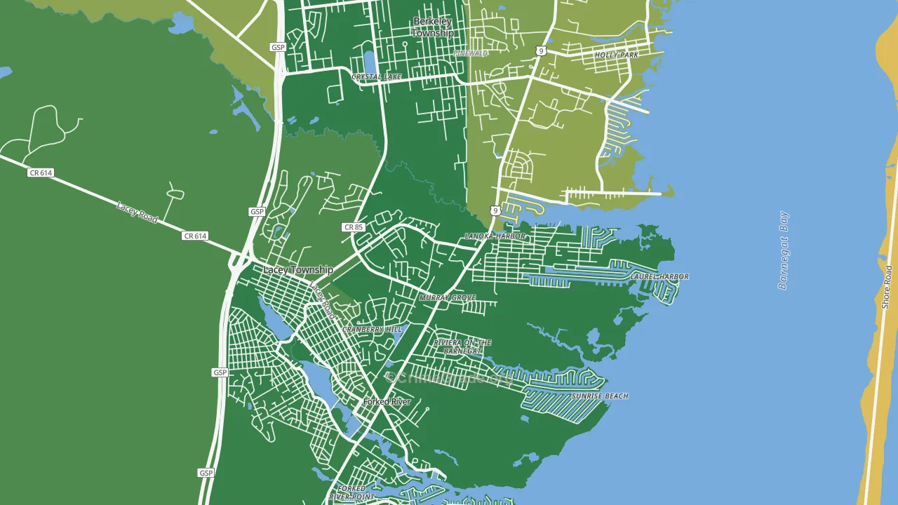 Lanoka Harbor, NJ Map of Vehicle Theft Rates