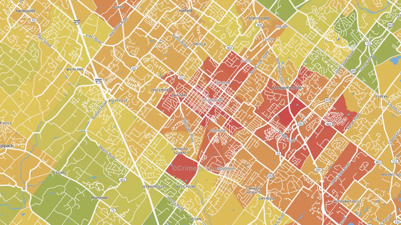 Lansdale, PA Map of Vehicle Theft Rates