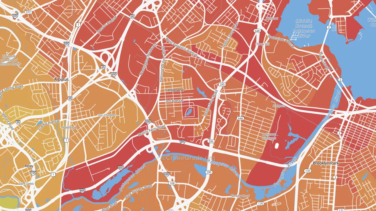 Lansdowne, MD Map of Vehicle Theft Rates