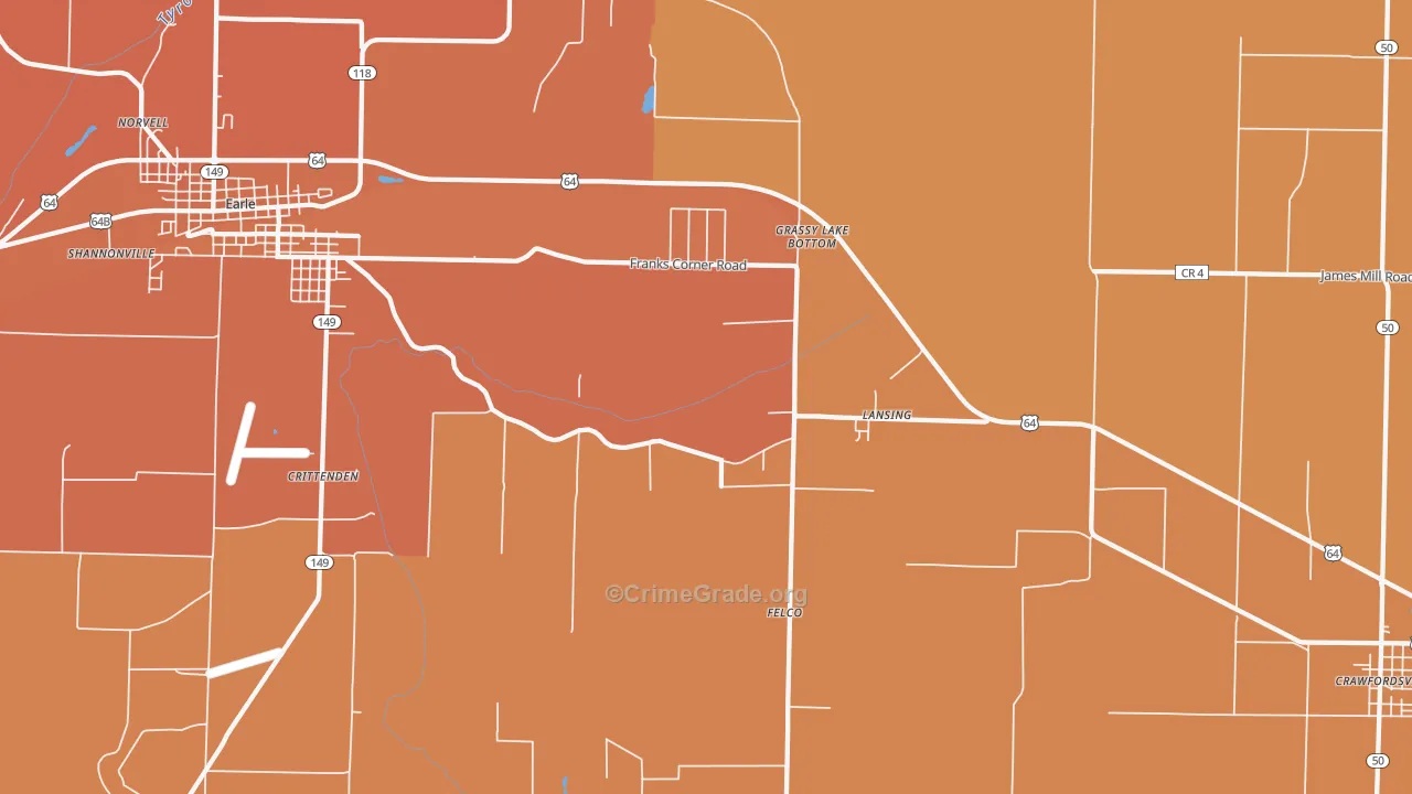 Lansing, AR Map of Vehicle Theft Rates