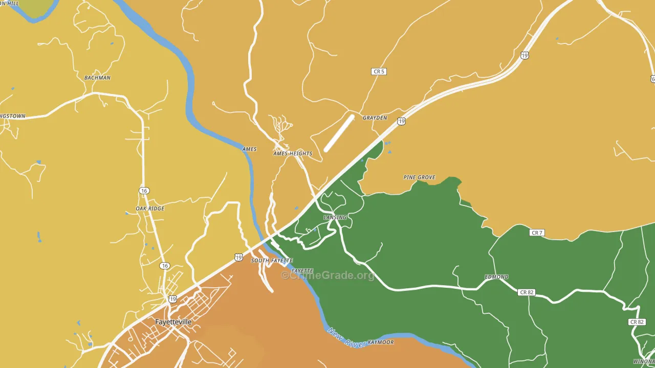Lansing, WV Map of Vehicle Theft Rates