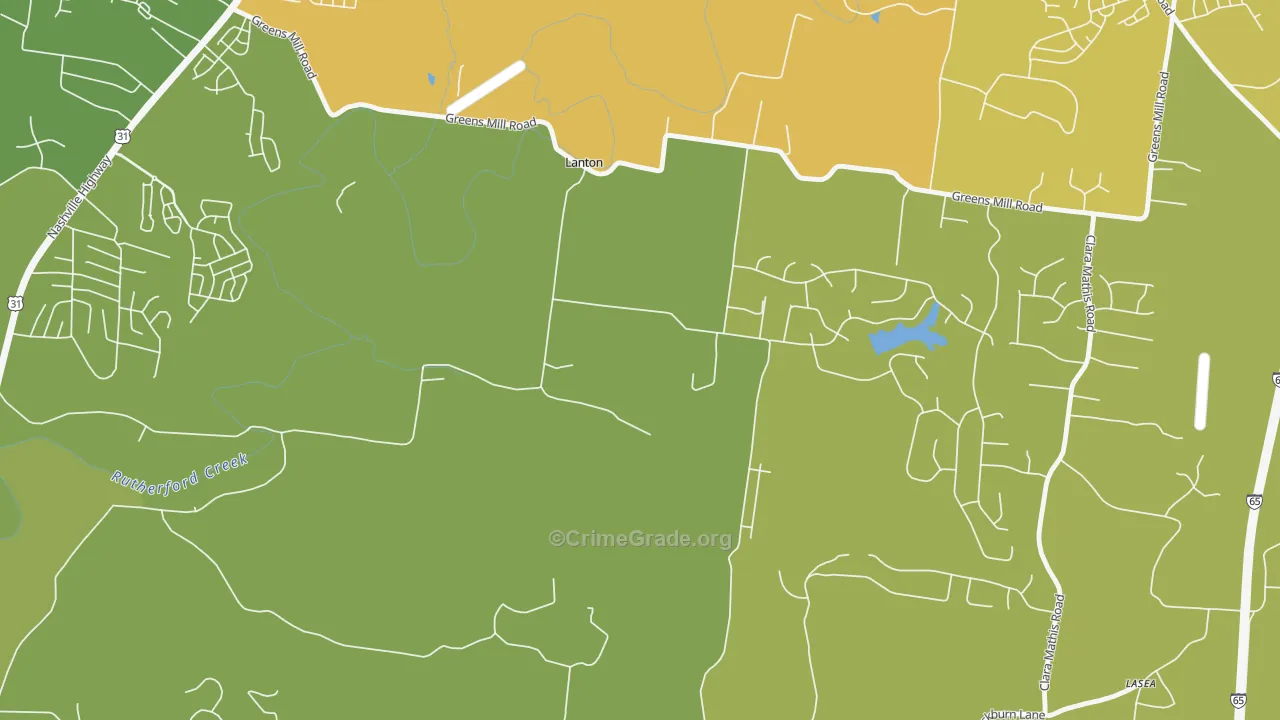 Lanton, TN Map of Vehicle Theft Rates