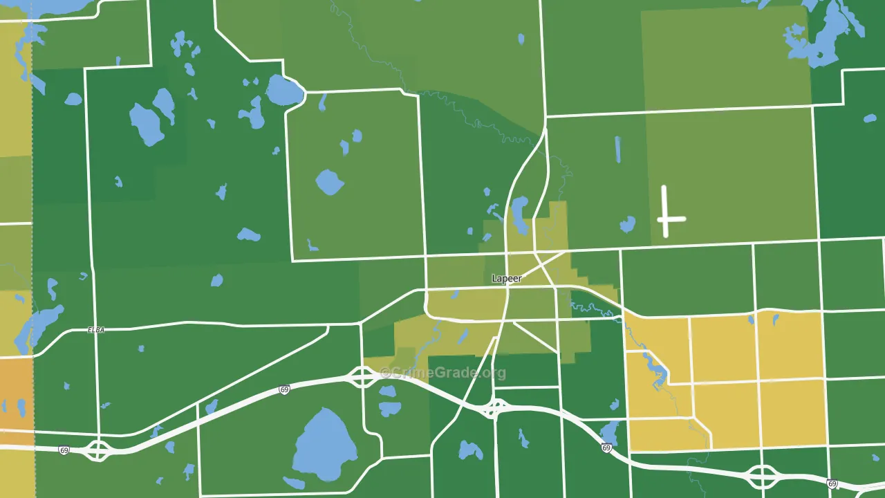 Lapeer, MI Map of Vehicle Theft Rates