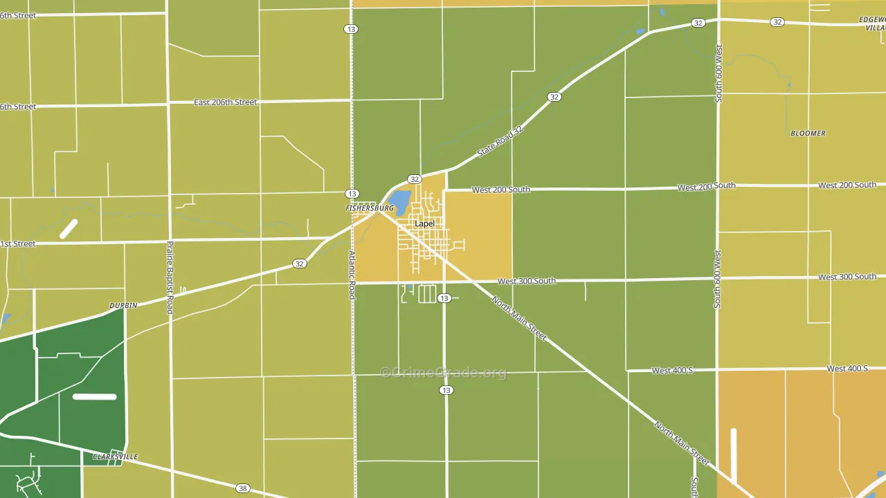 Lapel, IN Map of Vehicle Theft Rates