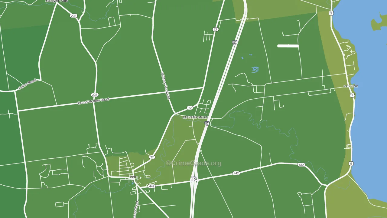 Laphams Mills, NY Map of Vehicle Theft Rates