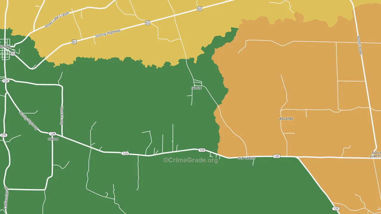 Lapile, AR Map of Vehicle Theft Rates