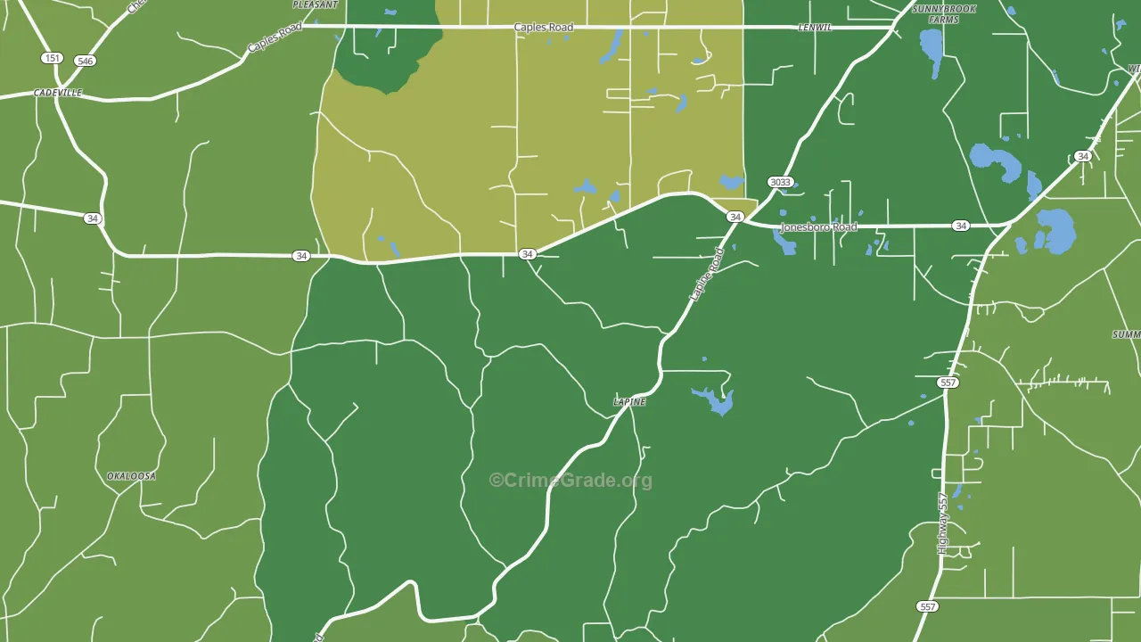 Lapine, LA Map of Vehicle Theft Rates